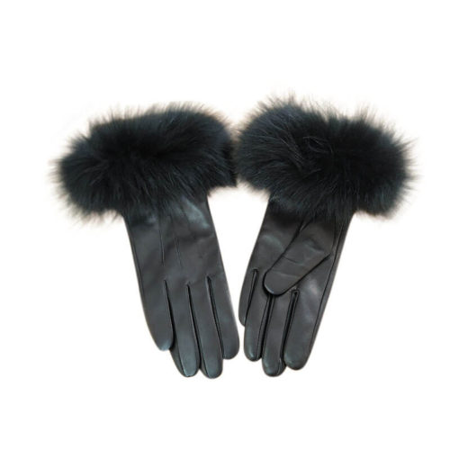 customize fox fur leather gloves